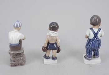 FIGURINER, 3 st, porslin, Dahl Jensen, Dankmark.