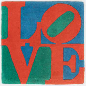 Robert Indiana, rug, "Classic Love", galerie-f 2007, approx. 78 x 78 cm.