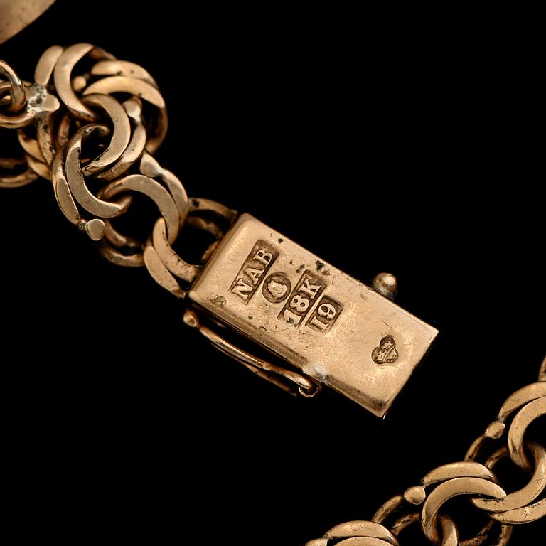 ARMBAND, 18 k guld, NAB Stockholm 1959. Vikt 17,4 g.