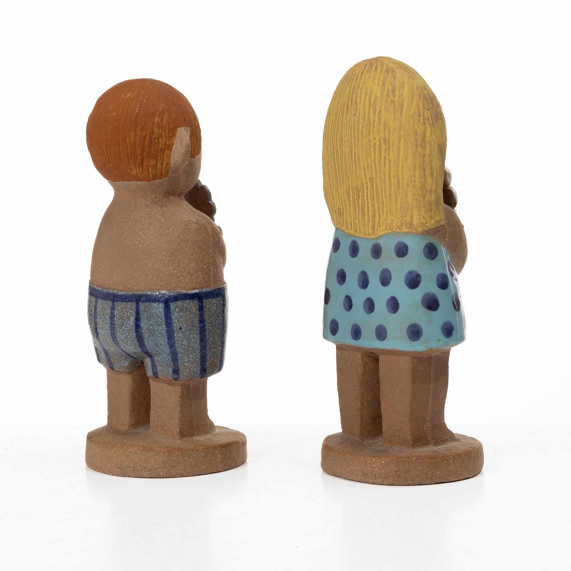 Lisa Larson, Figuriner, 2 st, stengods, Gustavberg.