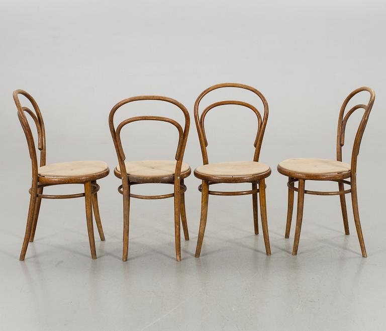 Four Thonet style first half of the 20th century chairs.