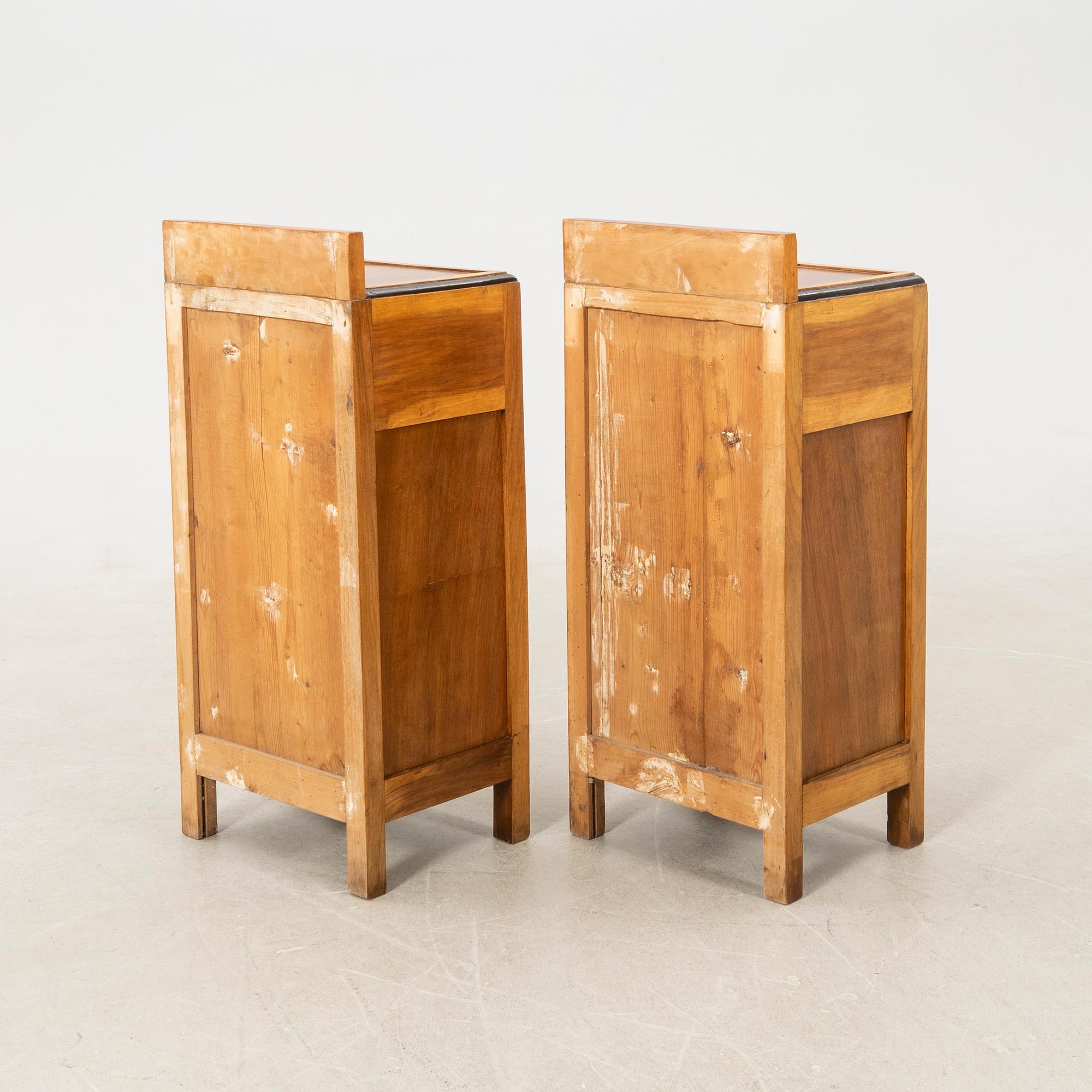Bedside tables, a pair, first half of the 20th century.