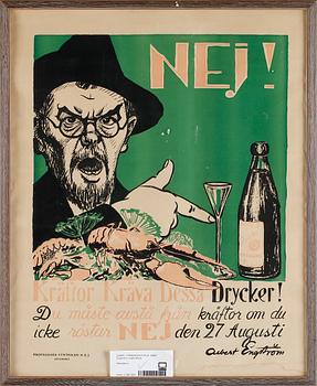 Albert Engström · FÖRBUDSAFFISCH, Albert Engström, originaltryck.