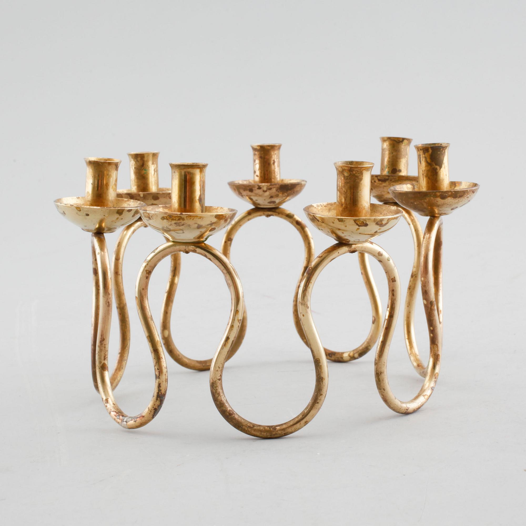 LARS HOLMSTRÖM, ljusstake, mässing, Firma Lars Holmström, Arvika, 1900-talets andra hälft.