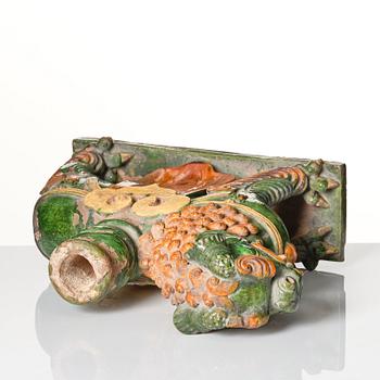 A large glazed candle/joss stick holder, late Ming dynasty (1368-1644).