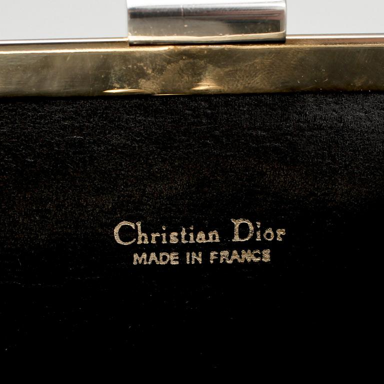 CHRISTIAN DIOR, a blue monogram canvas evening bag / clutch.