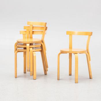 Alvar Aalto, stolar, 4 st, modell 69, Artek, Finland, 1900-talets andra hälft.