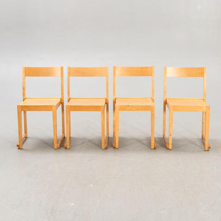 A st of seven Sven Markelius Orkesterstolen birch chairs mid 1900s.