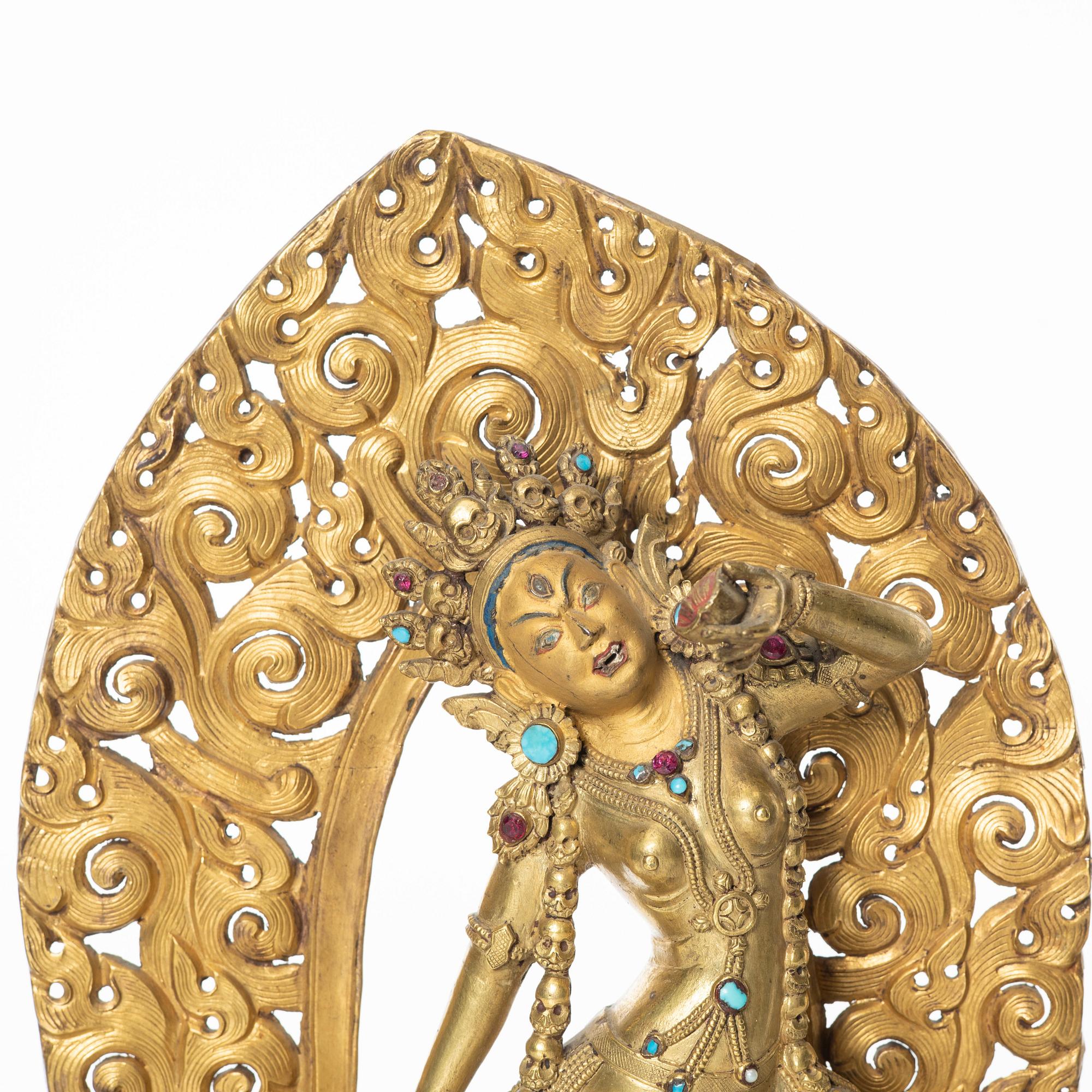 Dakini, förgylld kopparlegering. Sarvabuddhadakini, Tibet, 1800-tal.
