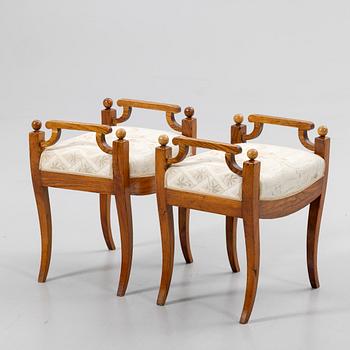 A pair of Karl Johan stools, 19th century.