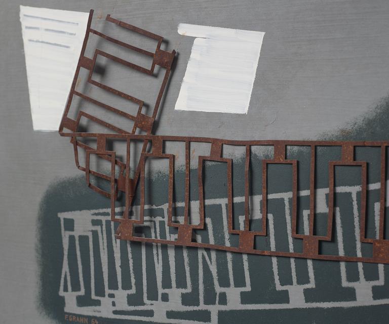 Fritz Grahn, blandteknik på pannå, signerad och daterad -64.