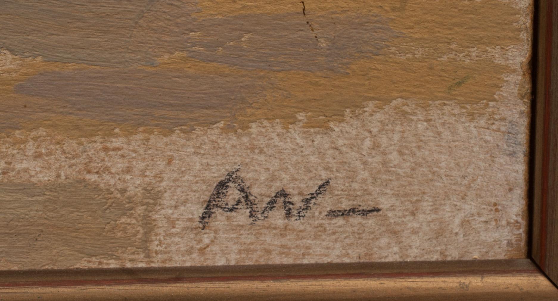 AGNES WIESLANDER, oljemålning på pannå, monogramsignerad.