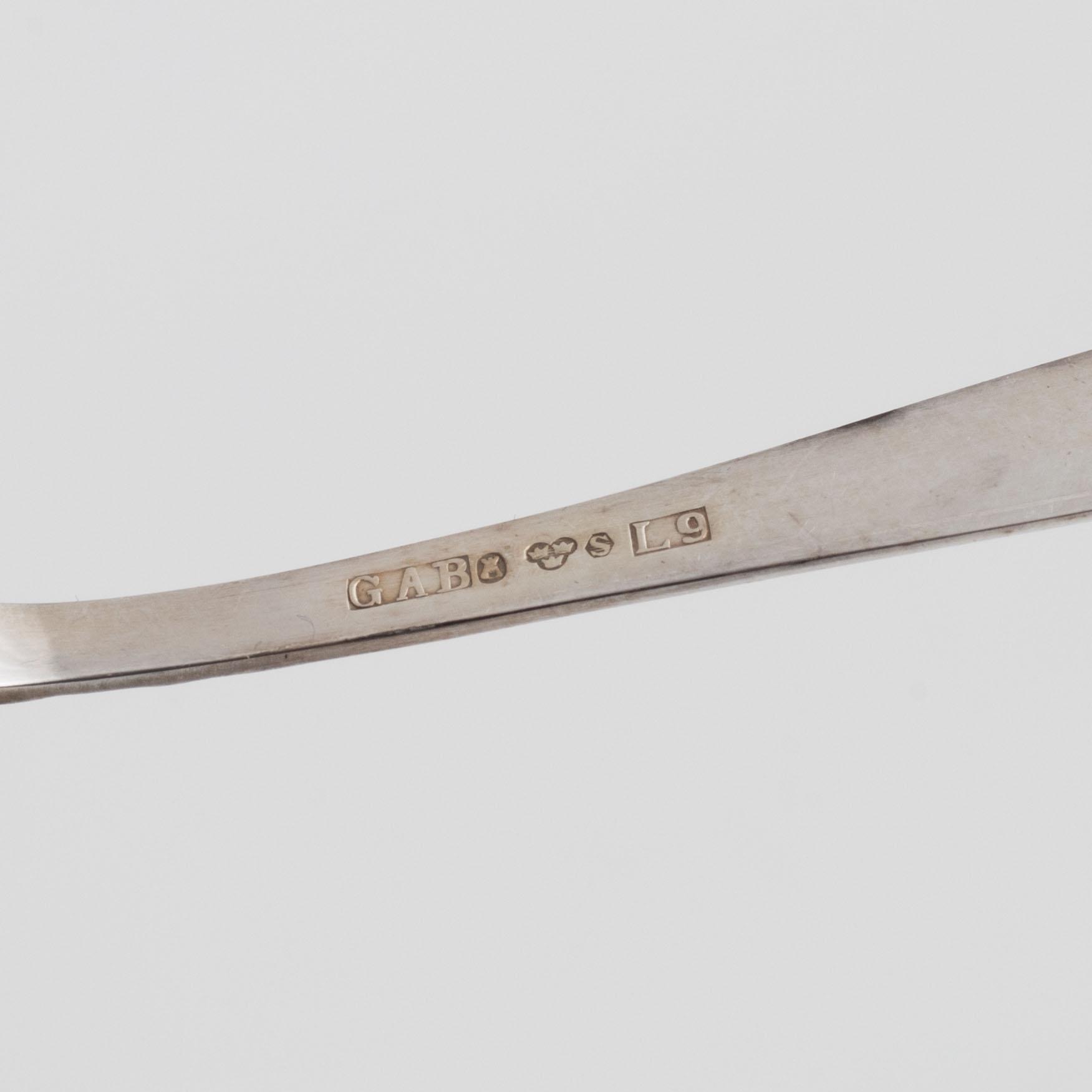 Jacob Ängman, kaffeskedar, 12 st, silver, "Rosenholm", GAB, Stockholm, 1959-64.