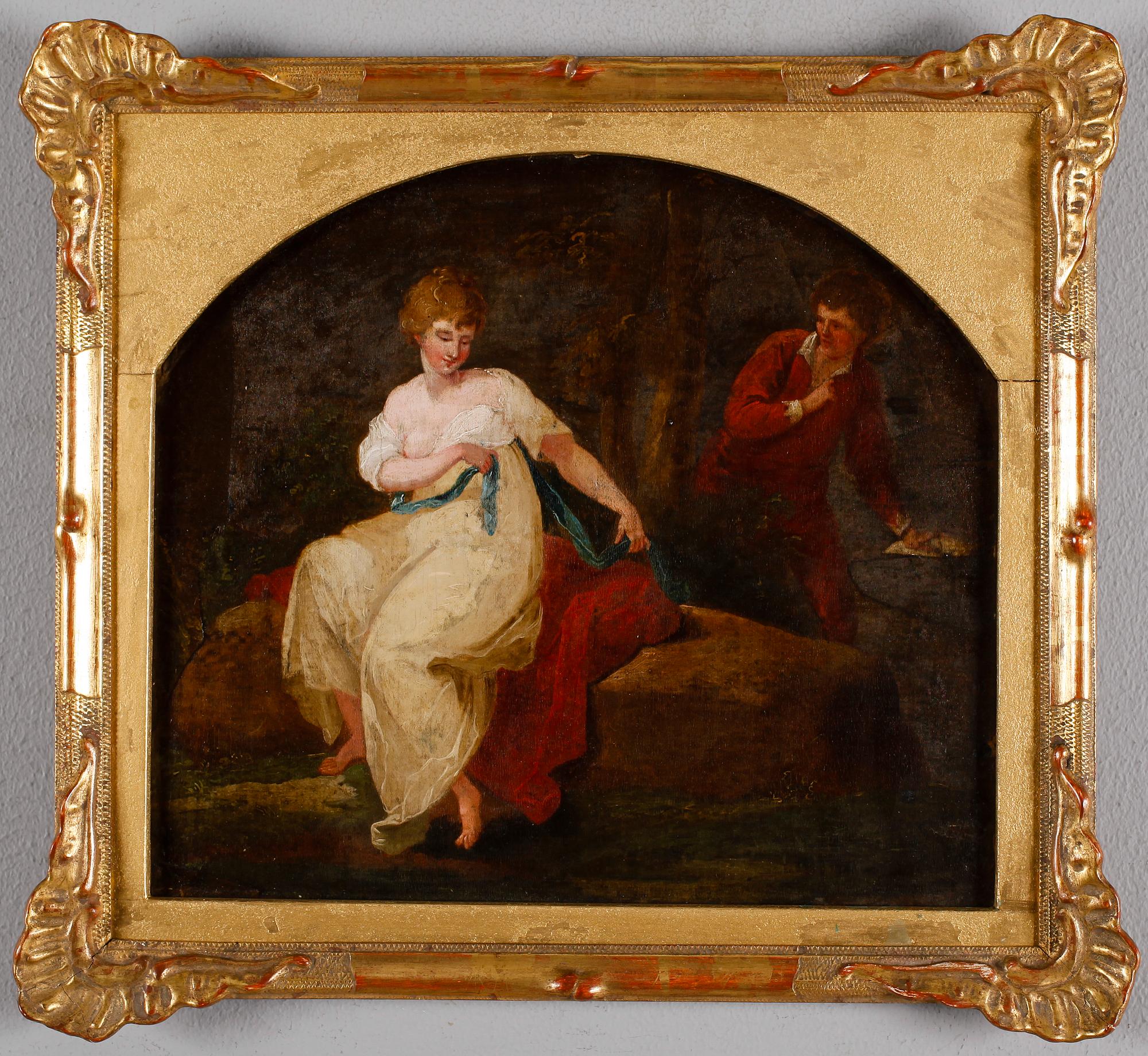 OKÄND KONSTNÄR, olja på pannå, England, 1800-tal.