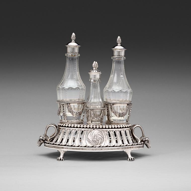 A Swedish 18th century cruet-set, marks of Stephan Westerstråhle, Stockholm 1795.