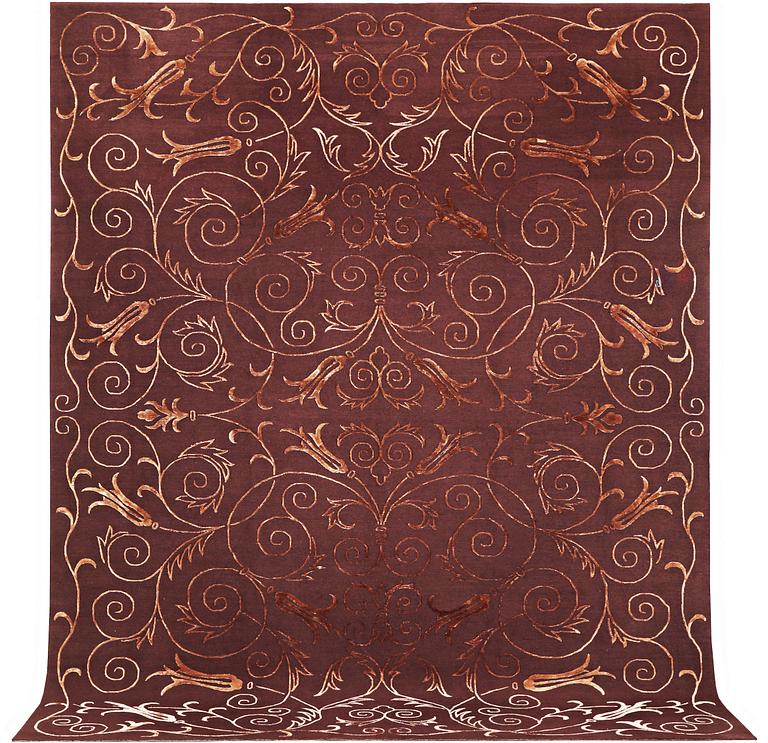 A carpet, Oriental, part silk, ca. 363 x 275 cm.