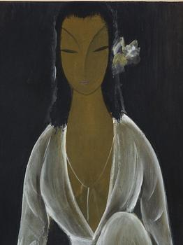 Lin Fengmian, 'Lady in white with vase'.