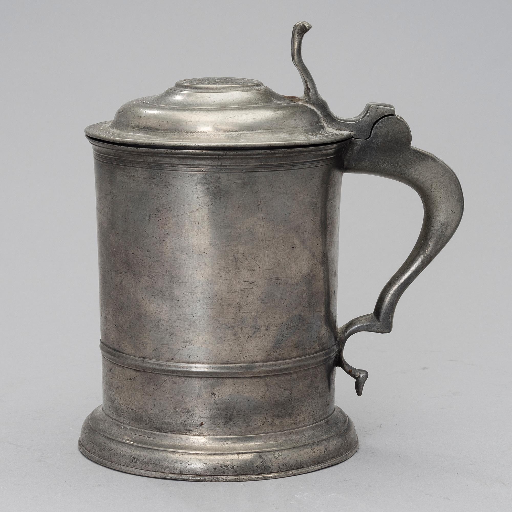An 1840 pewter tancard by Johan Lindblad, Turku Finland.