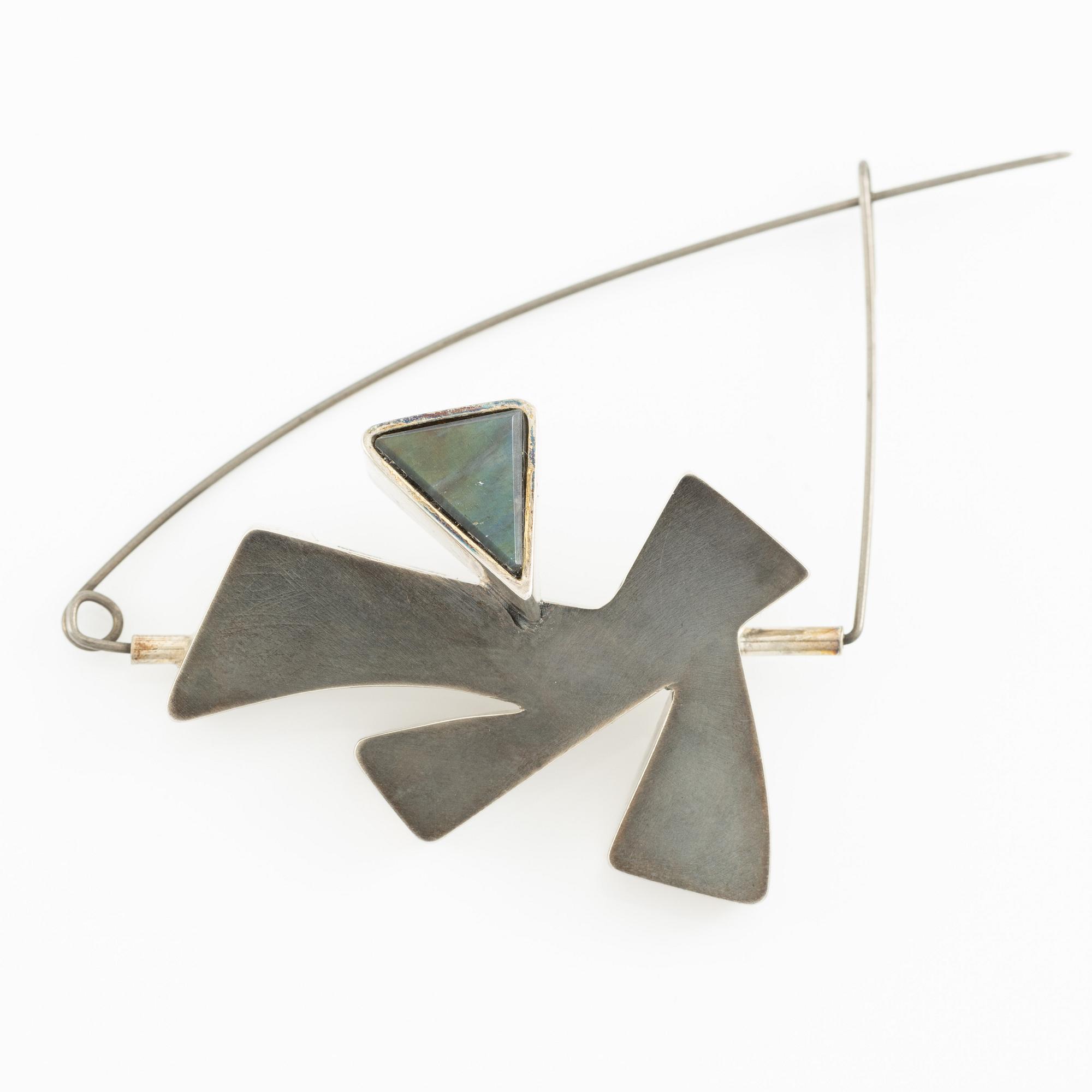 Jan-Christer Lundqvist, brooch, sterling silver with spectrolite, Skövde.