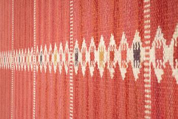 Barbro Nilsson, A CARPET, "Salerno kallröd med enkel bård", flat weave, ca 217 x 149,5 cm, signed AB MMF BN.