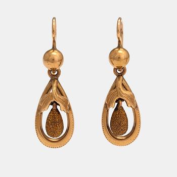 Otto Roland Mellin, A pair of 18K gold earrings. Helsinki 1874.