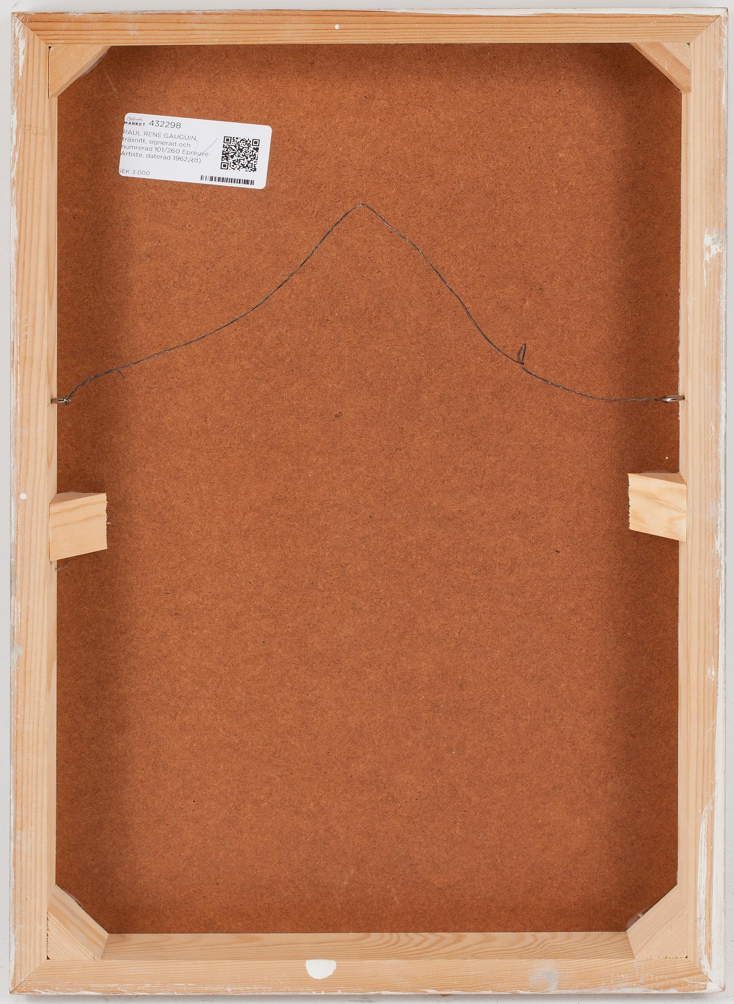 PAUL RENE GAUGUIN, träsnitt, signerad och numrerad 101/260 tiré par l'artiste, daterad 1962.