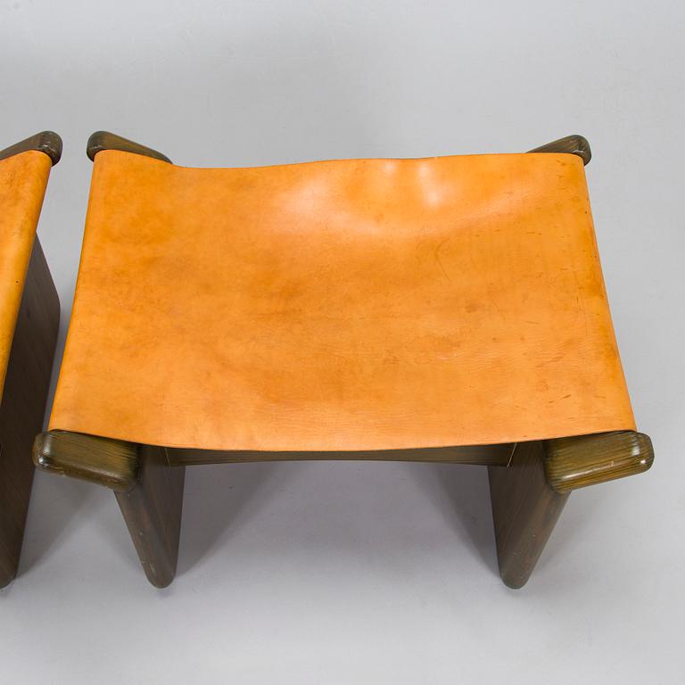 Tapio Wirkkala, a pair of stools made to order  for the Finnish Glass Museum manufactured by  Reino Huotari 1981.