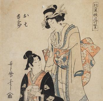 Kitagawa Utamaro, "Kurtisan och samuraj med kopp".