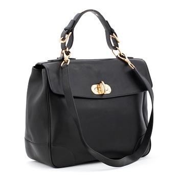 586. RALPH LAUREN,  black leather bag, "Tiffin".