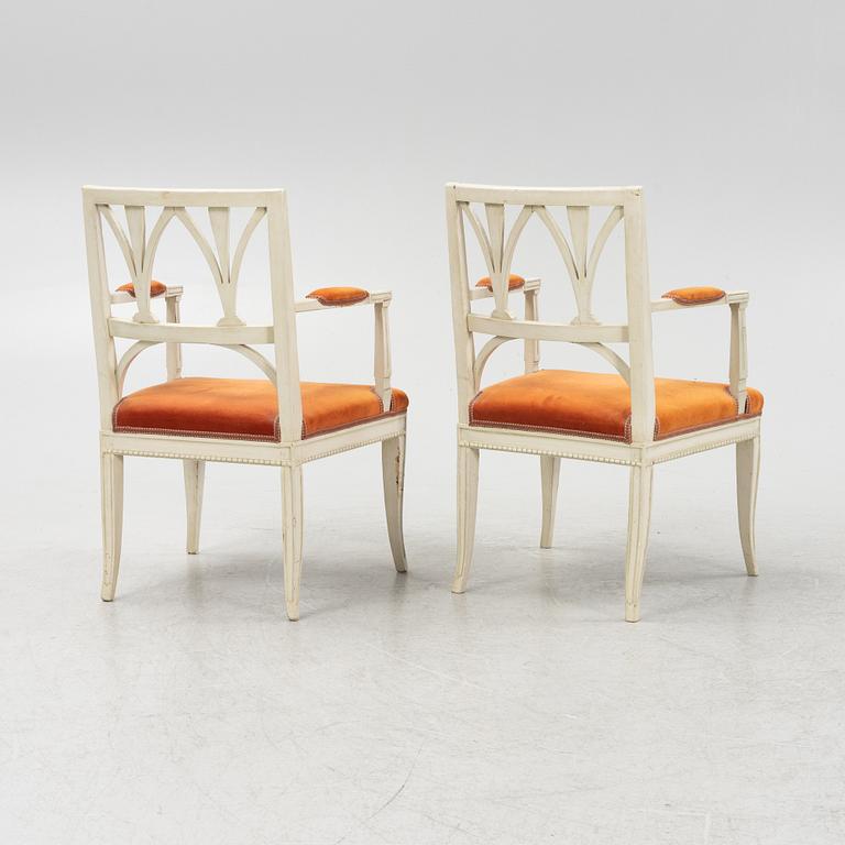 A pair of armchairs, around 1900.