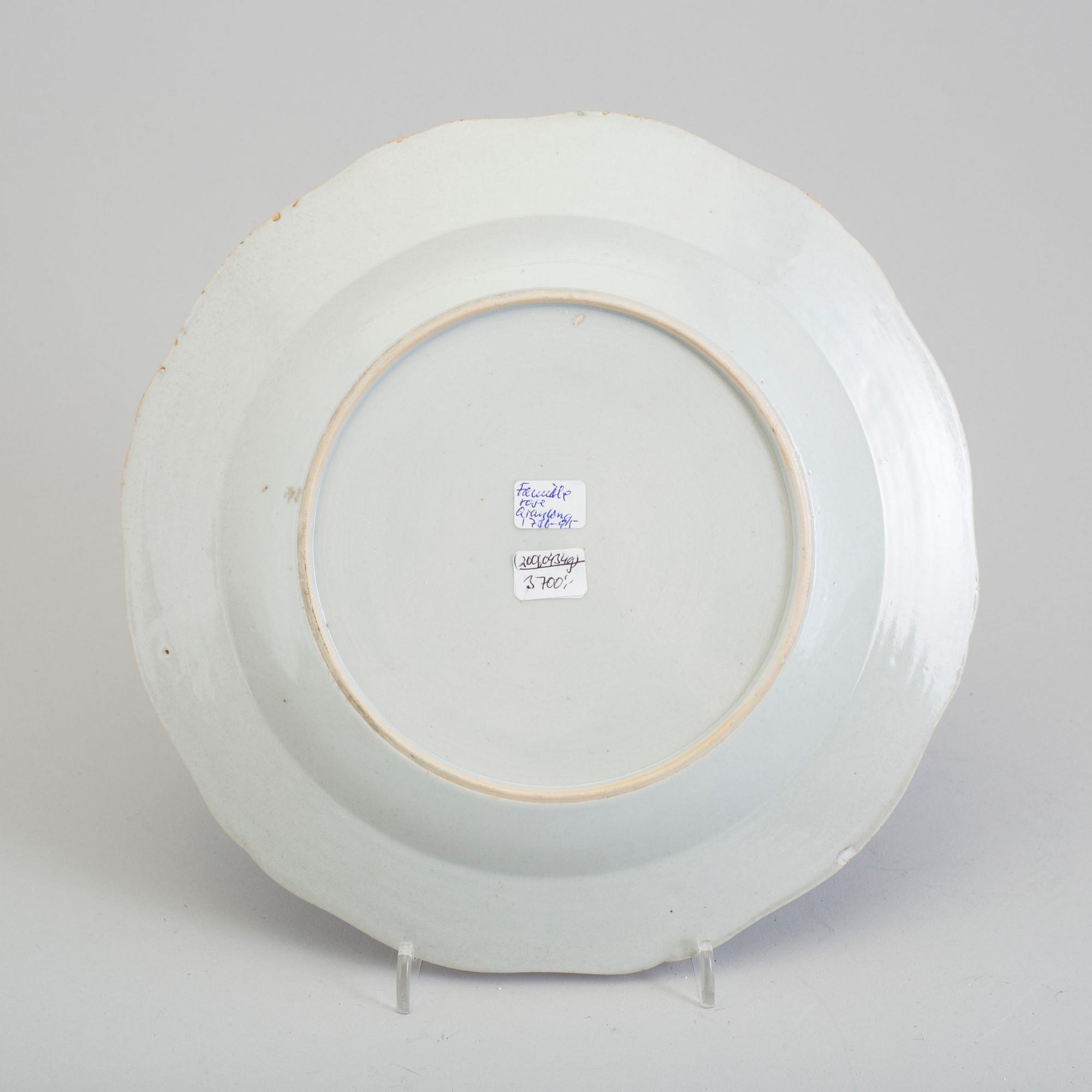 TALLRIK, kompaniporslin. Qingdynastin, Qianlong (1736-95).