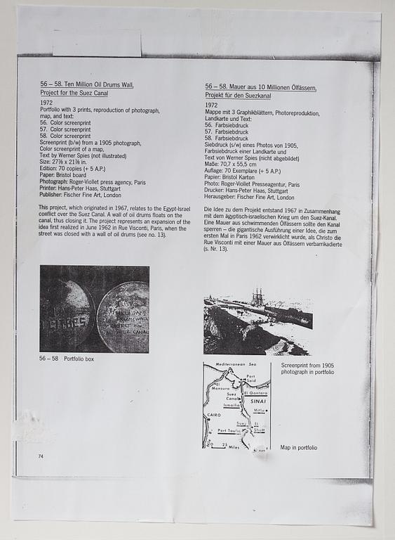Christo & Jeanne-Claude,  "Ten million oil drums wall, project for the Suez canal".