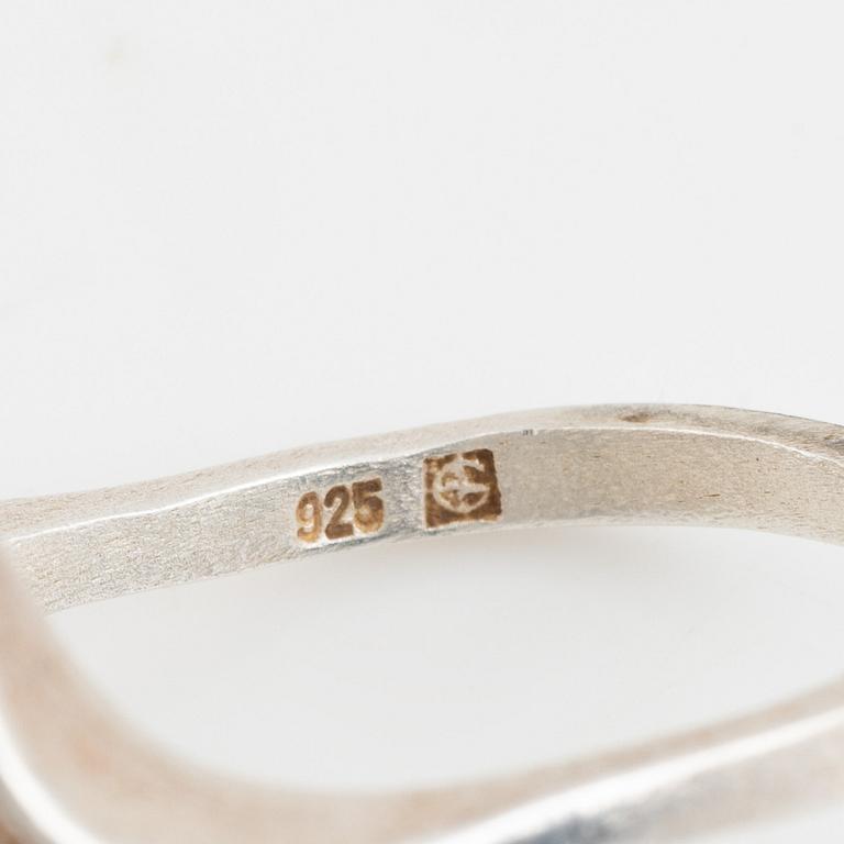 Ring, Juhls, silver med cabochonslipad ametist, Norge.