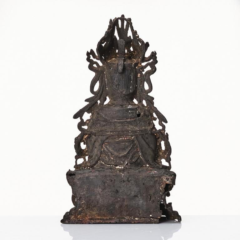 A bronze scultpure of Guanyin, Ming dynasty (1368-1644).
