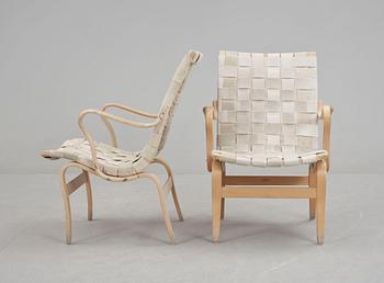 KARMSTOLAR, ett par, "Eva", Bruno Mathsson, Firma Karl Mathsson Värnamo, 1970.