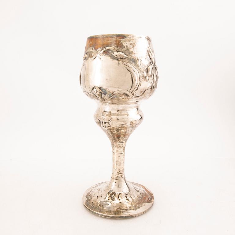 Magnificent trophy, silver, Art Nouveau, A.G Dufva, Stockholm 1905, height 35 cm.