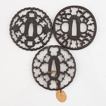 Four iron tsubas, Japan, Edo period.