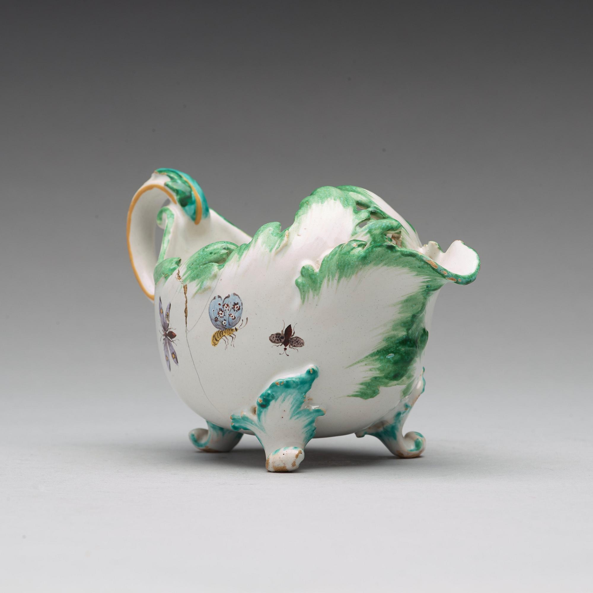 A Swedish faience Rörstrand sauce boat, 18th Century.