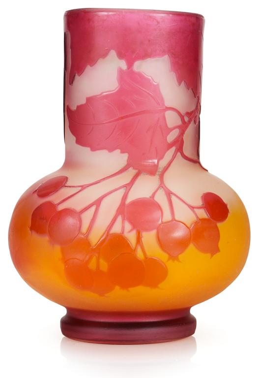 An Emile Gallé Art Nouveau cameo glass vase, Nancy, France.