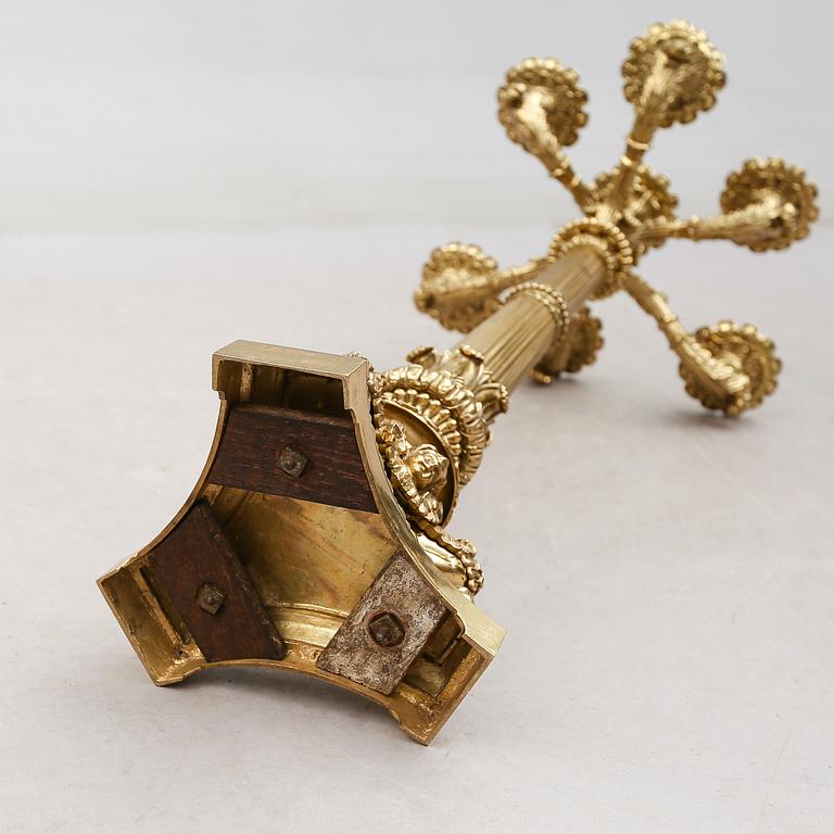 KANDELABER, brons, empirestil, 1800-tal.