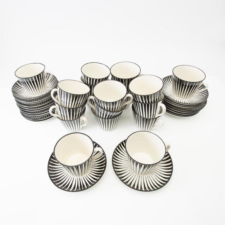 Eugen Trost, 19 artificial cups "Zebra" Uppsala Ekeby/Gefle earthenware, second half of the 20th century.