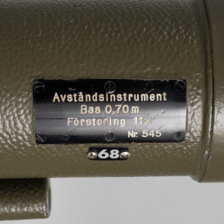 Rangefinder with accessories, M/1938. Used by the Mobile Coastal Artillery, no. 58866, Sweden.