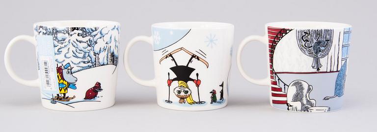 MOOMIN-MUGS, 11 pcs, porcelain, 'Winter season mugs', Moomin Characters, Arabia 2007-2017.