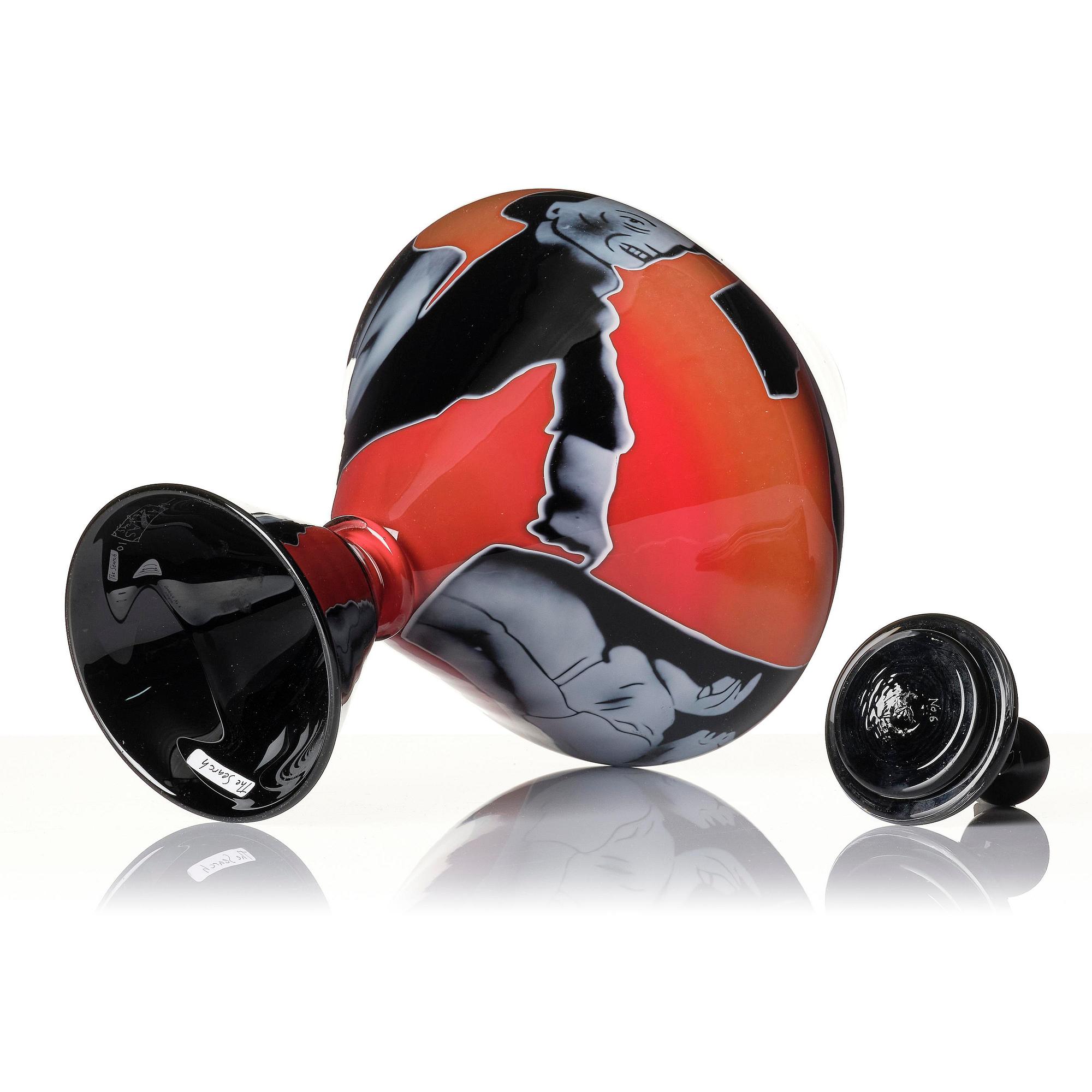 Peter Hermansson, "The Search", a unique lidded glass goblet in graal technique, AKTAS Artglass, Sweden 2010.