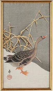 OHARA KOSON, 2 st, färgträsnitt, Japan, 1900-talets början.