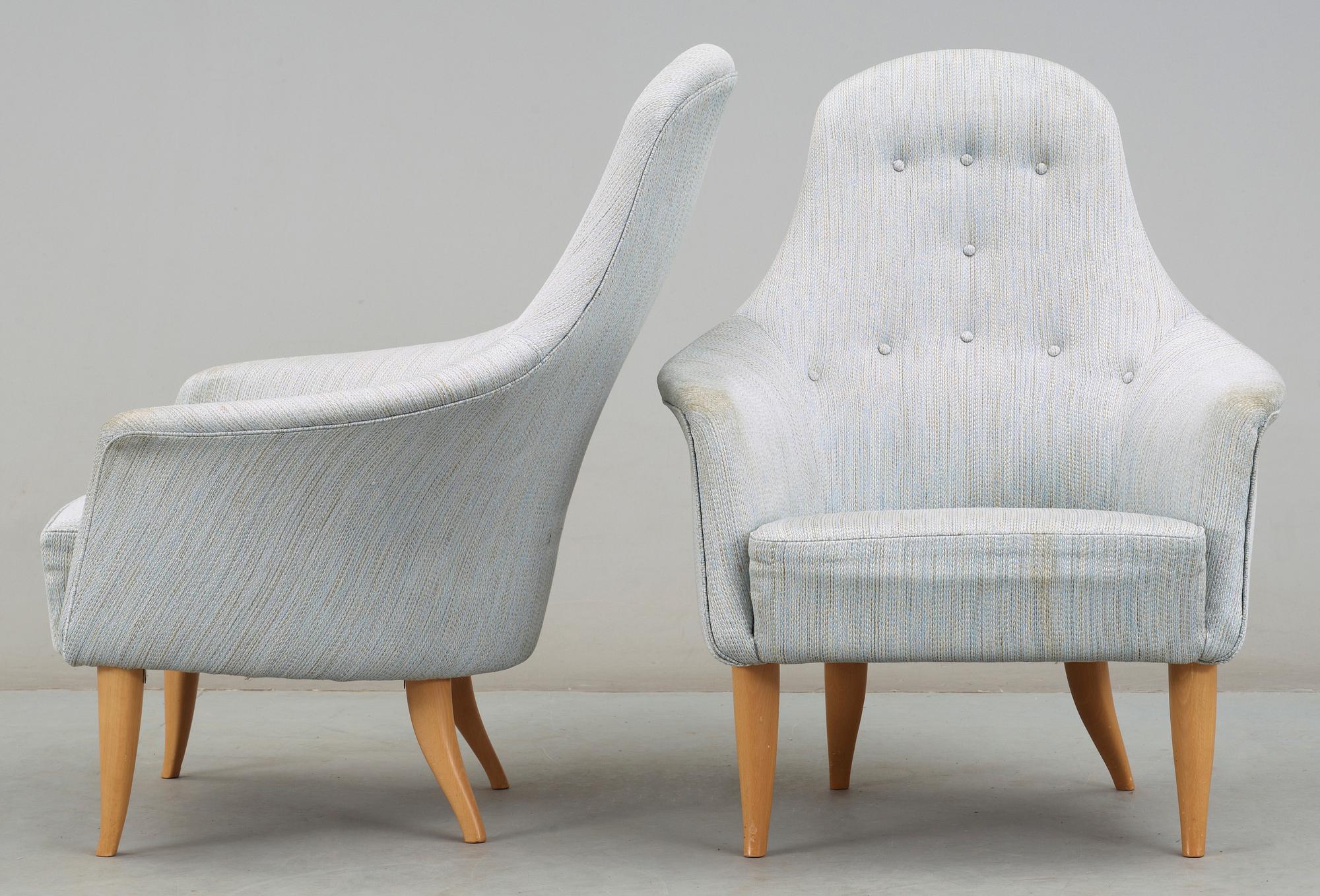 FÅTÖLJER,  ett par, Kerstin Hörlin-Holmquist, "Stora Adam", Triva-serien, Nordiska Kompaniet, 1950/60-tal.