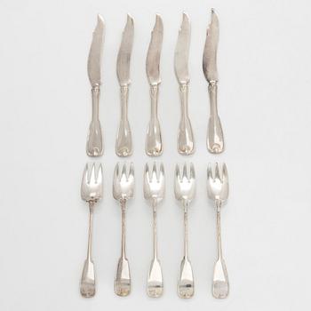 Tiffany & Co, Kala-aterimia, 10 kpl, sterlinghopea, "Palm Pattern", 1900-luvun alkupuoli.