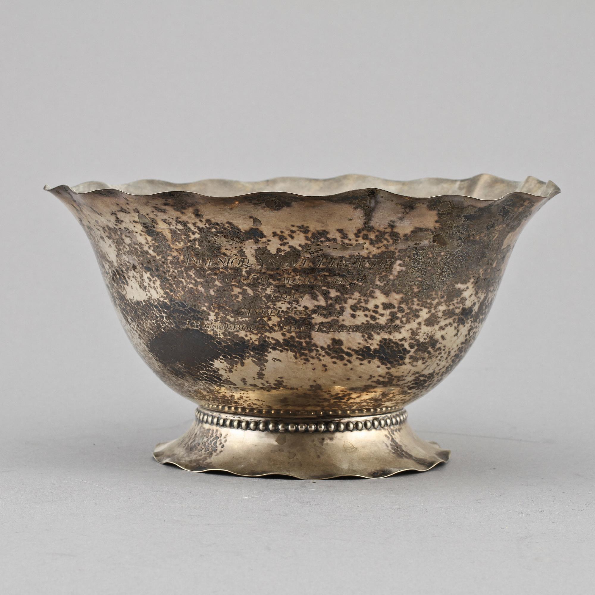 SKÅL, silver, Carl Gustaf Hallberg, Stockholm, 1927, vikt 405 g.