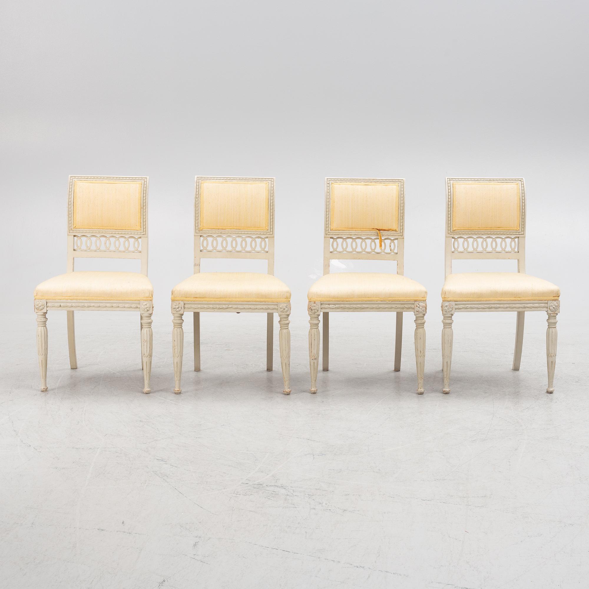Four chairs, late Gustavian style,from  around th year 1900.