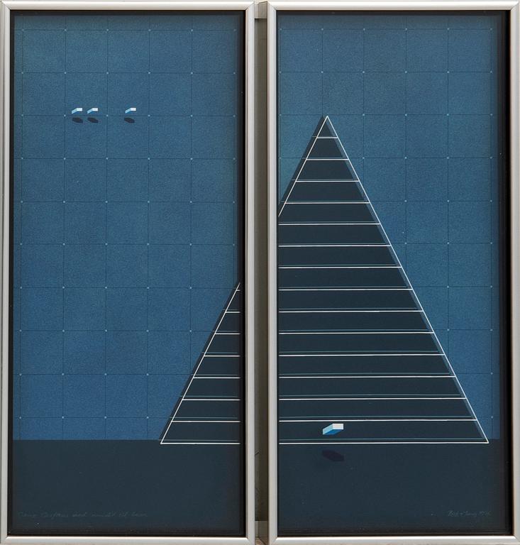 Beck & Jung, diptych "Game Chefrens with monolith at the base".